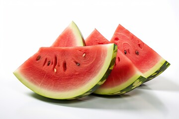 Watermelon and sliced watermelon isolated on white background. Generative Ai