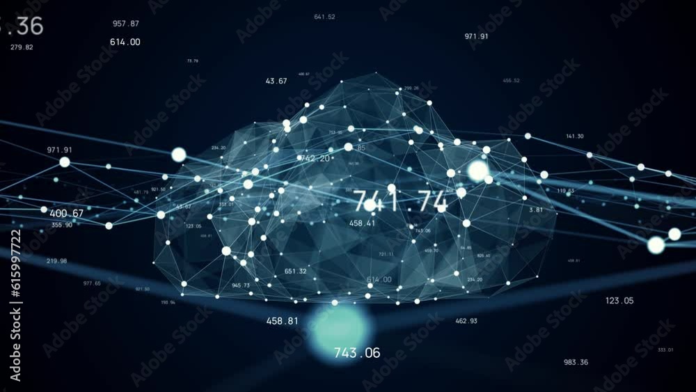 Aufkleber Cloud computing and communication network concept. Abstract animation.