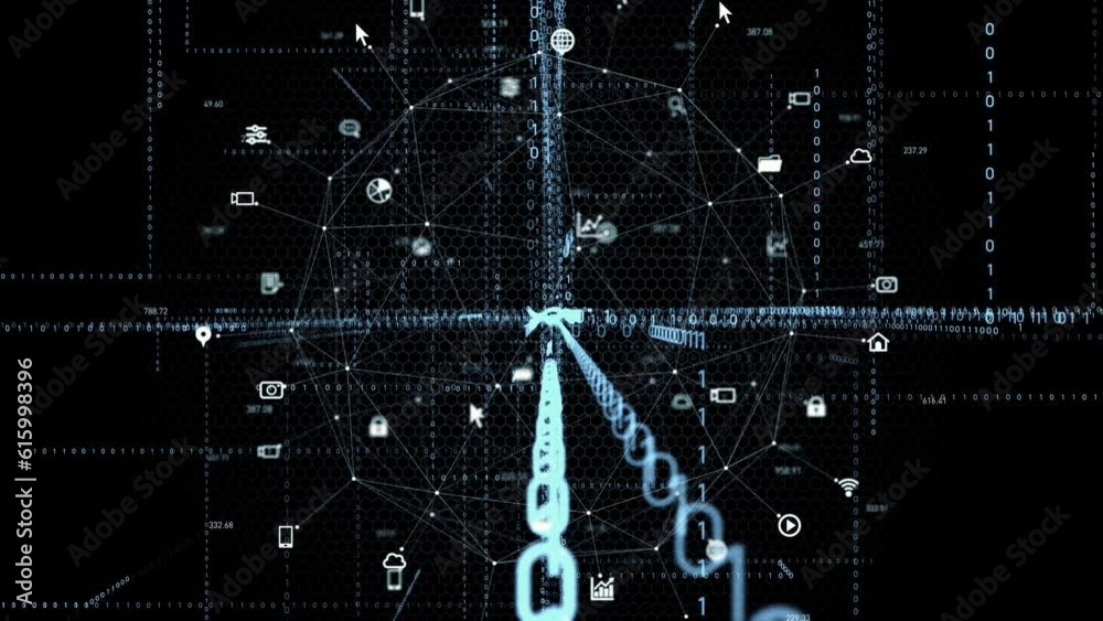 Poster Digital communication network concept. Abstract animation.