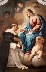 Foto op Canvas NAPLES, ITALY - APRIL 24, 2023: The painting of Madonna with the St. Dominic in the church Chiesa di San Pietro Martire by Antonio Sarnelli (1742).  © Renáta Sedmáková