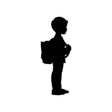back to school kid carrying bay silhouette.