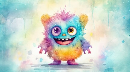 Cute Monster Watercolor Sublimation Watercolor