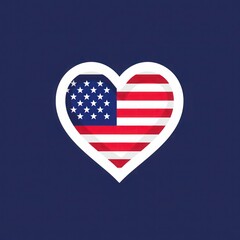 American Heart Shape Flag Color, Isolated Background. Generative ai