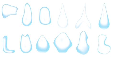 set of water drops on transparent background