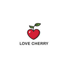 unique logo love cherry fruit, red heart color