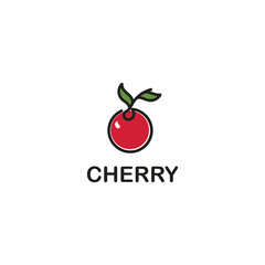 cherry fruit logo vector style line