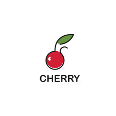 cherry fruit logo, simple line style