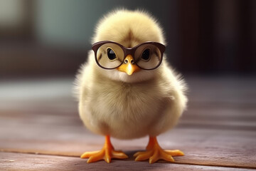chicks with sunglasses bang, studio background. easter concept, generative ai
