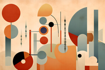 midcentury artwork, simple abstract background. generated ai