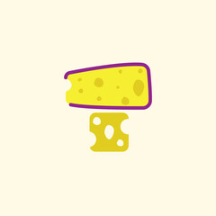 Vector flat illustration piece of cheese.