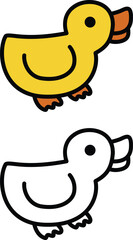 Illustration of isolated colorful and black and white duck