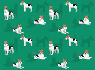 Wire Fox Terrier Dog Cute Cartoon Seamless Wallpaper Background
