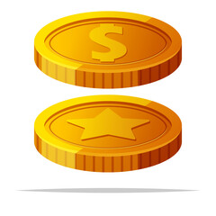 Gold coins vector isolated illustration