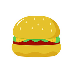 Hamburger. Vector illustration in flat style. Isolated on white background.
