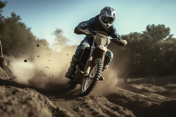 Moto Cross Motorcycle Racing Photorealistic Photograph, Generative AI
