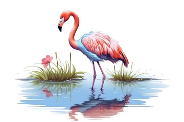 pink flamingo in the water