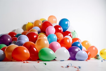 Naklejka premium Party Invitation Children Party Balloons White Background, Generative AI