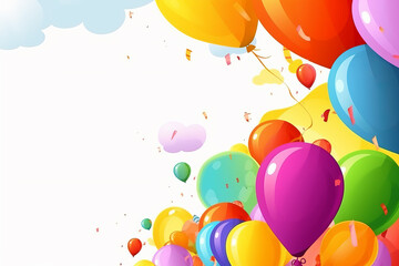 Party Invitation Children Party Balloons White Background, Generative AI