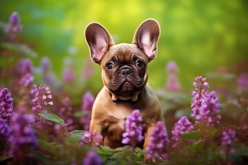 french bulldog puppy sitting in the grass
