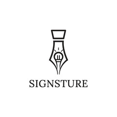 simple elegant pen logo vector line city