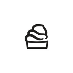 vector logo illustration cupcake, simple black silhouette