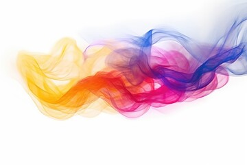 Vivid multicolored smoke forming twirls on white background.