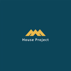 house logo with three roofs in a row concept