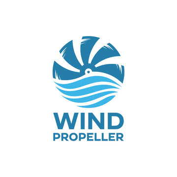propeller logo with wind graphic vector