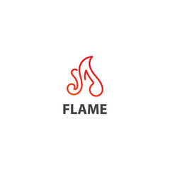 fire logo vector icon with line style, white background