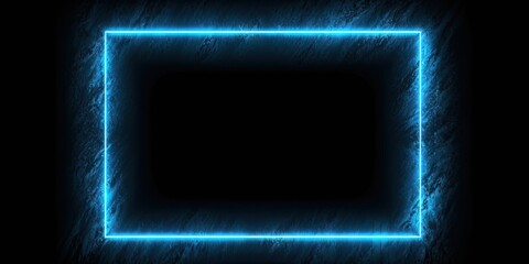 Electric Blue Glow. Abstract Square Frame on Black Background. Generative AI illustrations