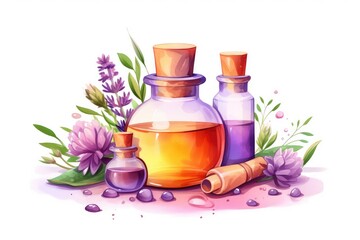 essential oil with lavender flowers
