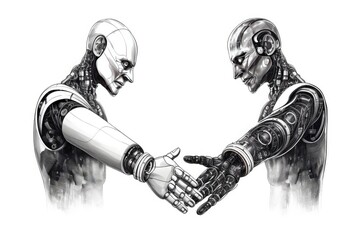 Artificial Intelligence (AI) and Machine Learning illustration isolate on white background.