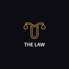 law logo template with premium line style