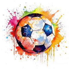 Fototapeta premium Soccer Ball watercolor created by artificial intelligence tools