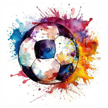 Soccer Ball watercolor created by artificial intelligence tools