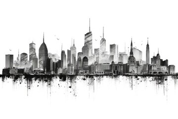 Fototapeta premium City Skylines and Urban Exploration illustration on white background.