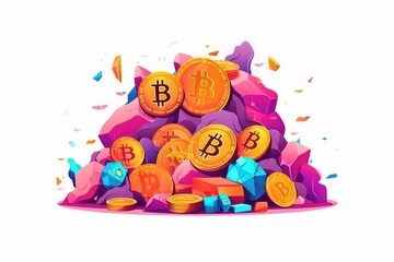 Obraz premium Cryptocurrency and Bitcoin illustration