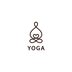 mono line vector yoga logo with line style
