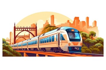 Naklejka premium Train Journeys and Railway Travel illustration on white background.