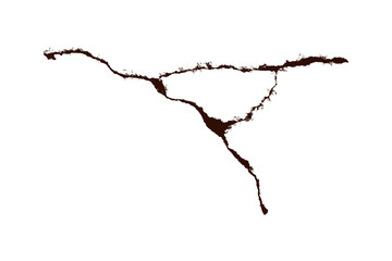 One big horizontal crack on the wall with transparent background macro