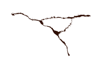 One big horizontal crack on the wall with transparent background macro