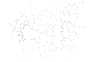 Soda sparkling drink little bubbles with glass transparent white surface background macro