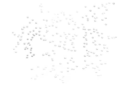 Soda sparkling drink little bubbles with glass transparent white surface background macro