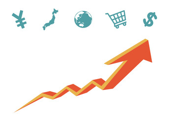 インフレとデフレ、立体的な矢印のベクターイラスト