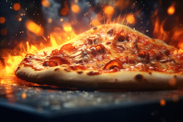 Spicy hot pizza traditional italian food from the oven