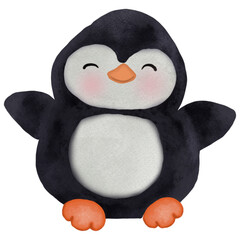 Watercolor penguin with heart