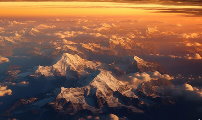 Fototapeta na wymiar Snowy mountains of the Himalayas, view from Tibet.