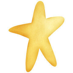 Gold Star Watercolor Hand Draw