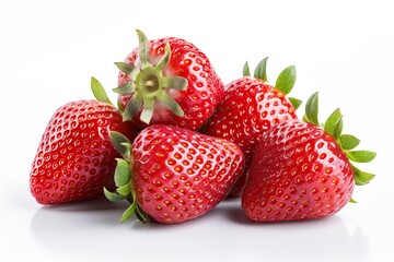 Group of Fresh Strawberries on White background Isolated