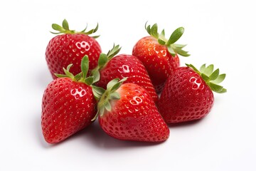 Group of Fresh Strawberries on White background Isolated